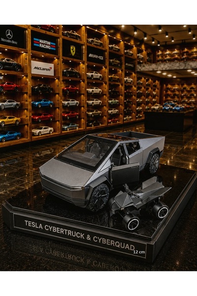 OYUNCAKSAHİLİ Tesla Cybertruck ve Atv Motor Diecast Metal Tarzı Koleksiyon Ji...