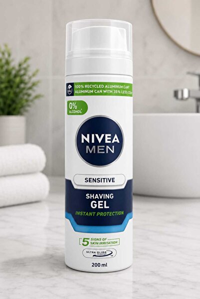 NIVEA جل حلاقة نيفيا للرجال للبشرة الحساسة، بالبابونج والهاماميليس، 200 مل