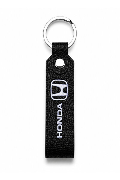 DOCCES Honda Logo Printed Black Faux Leather Keychain