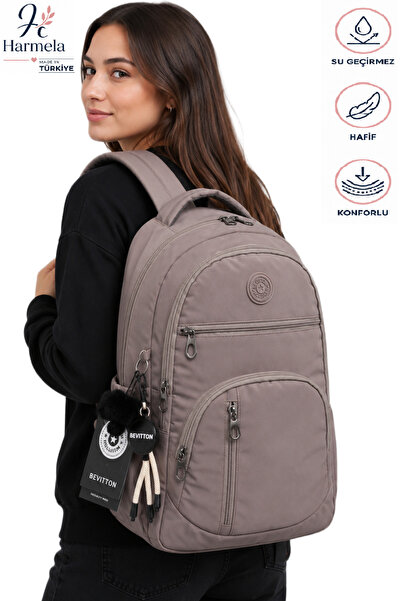 Harmela 1710 Water Resistant School Backpack Unisex Daily School Bag Mink