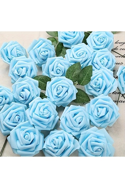 Choice Blue 25pcs Artificial Flowers, Fake Flowers Roses W/stem For DIY Weddi...