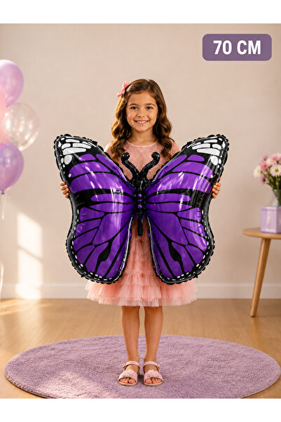 Baloncu Nene Purple Black Butterfly Foil Balloon 70 cm – Large Size Party Bal...