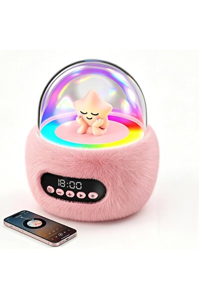 EN SİGA Peluş Yıldızlı Dijital Alarm Saati Müzikli Gece Lambası Dokunmatik