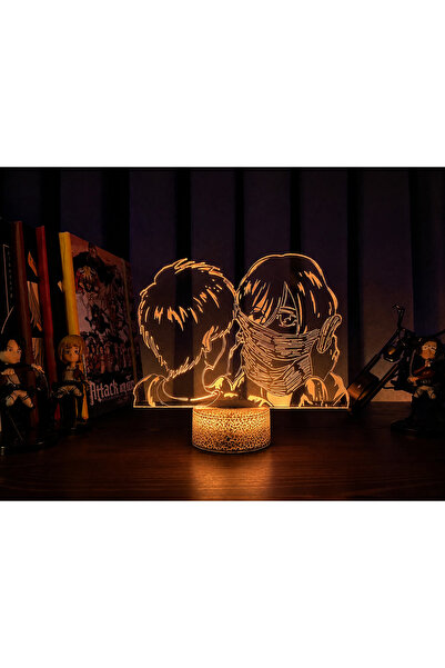 PETRADESIGN Attack On Titan Mikasa Ackerman & Eren Jaeger Anime Masa Lambası