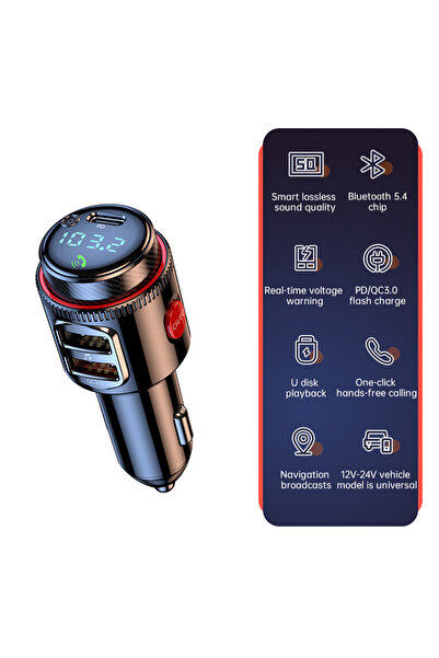 Choice T23 Bluetooth 5.4 Car Adapter Wireless AUX FM Transmitter USB C&QC3.0 ...