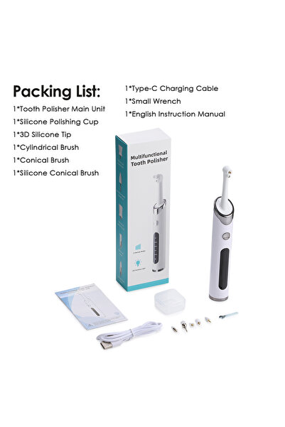 Choice White Set 5 Modes Tooth Polisher Electric Dental Teeth Cleaner with LE...