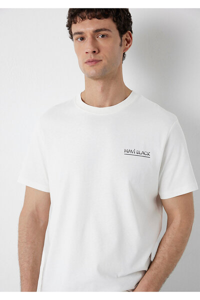 Mavi M0613533 Black Printed T-Shirt Men's T-Shirt White