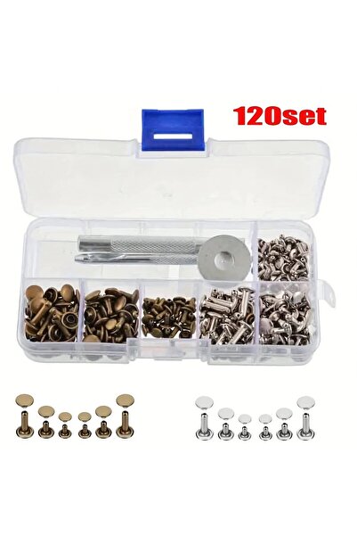choice2 120set Metal Double Cap Rivets Studs Round Rivet for DIY Leather Craf...
