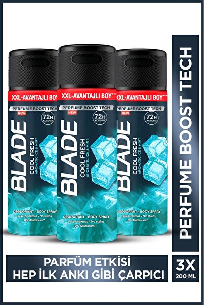 Blade Cool Fresh Erkek Deodorant 3x200 Ml Leke Bırakmaz