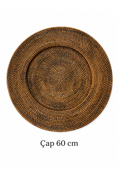 ipekbambuhome El Yapımı Doğal Rattan Dekoratif Duvar Tabağı - 60 cm
