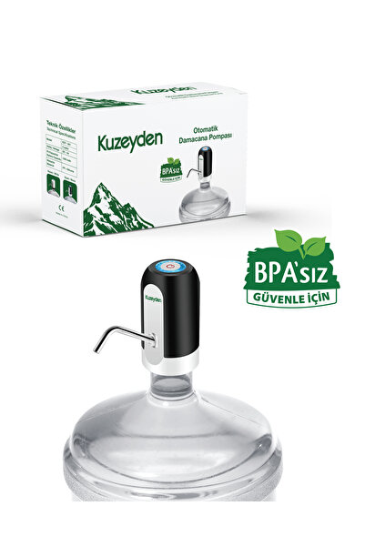 KUZEYDEN BPA'sız Şarjlı Damacana Pompası Siyah | 10L - 15L - 19L | 1200 mAh |...