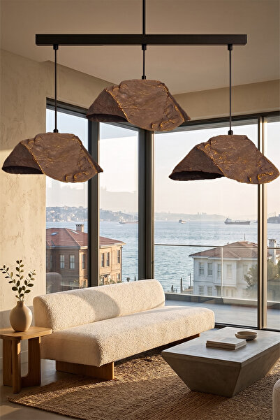 Hmydesign Obsidian Handmade 3 lü Karbon Beton Avize