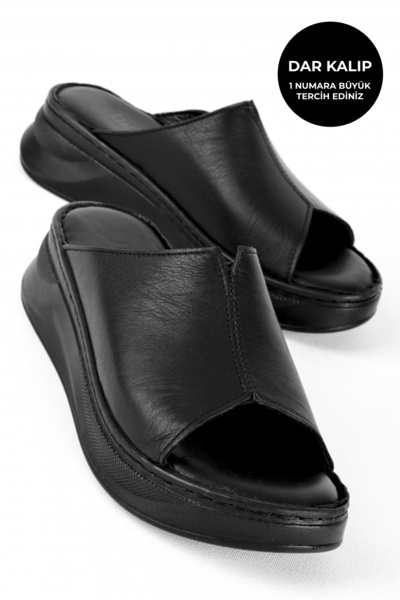 Lal Shoes & Bags Marigold Kadın Hakiki Deri Ortasından Dikiş Detaylı Terlik B...
