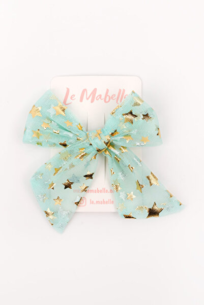 Le Mabelle Mint Star Printed Tulle Girl's Clip Buckle