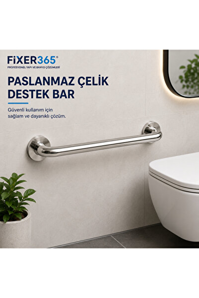 Fixer365 Yaşlı Hasta Engelli Paslanmaz Tutma Tutunma Barı 40 Cm Çap:19 Cm