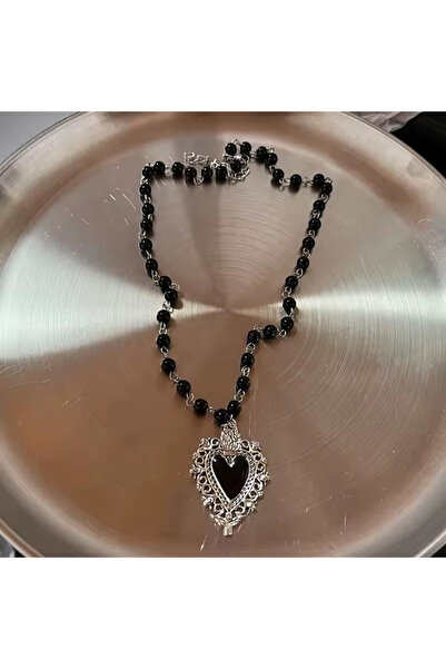 Choice Style 1 Y2K Gothic Peach Heart Pendant Necklace, Trendy Women's Silver...
