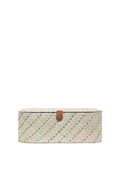 Yargıcı Leather Detailed Pandanus Rectangular Box (36X28X13 cm)