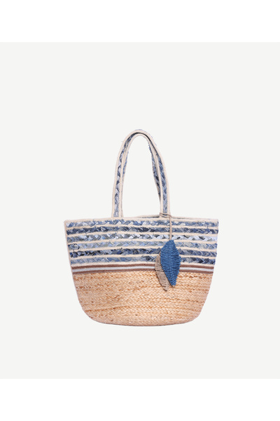 Yargıcı Jute Bag with Denim Detail