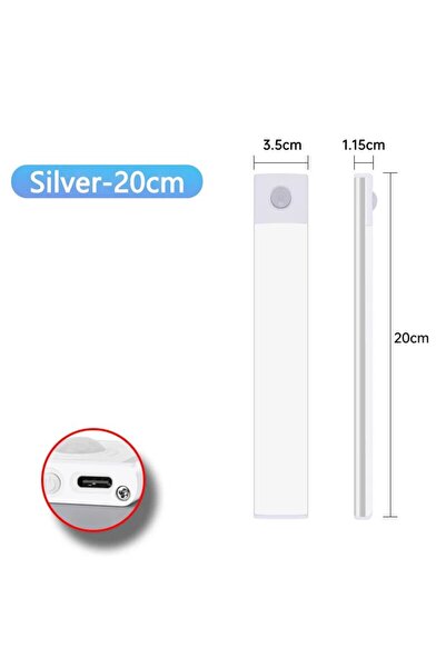 Choice Silvery 20CM Cabinet Lights Motion Sensor LED Wireless USB Under Ultra...
