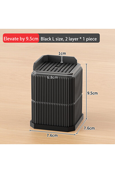 Choice Black XL 1PC Adjustable Height Furniture Risers - High Load - Bearing,...