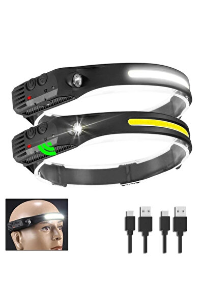 Choice 2PCS USB Rechargeable LED Sensor Headlamp COB Headlight Head Torch Wor...