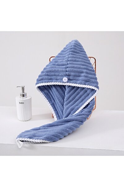 choice2 Blue Coral Fleece Adjustable Hair Drying Cap, Soft Skin-Friendly Reus...