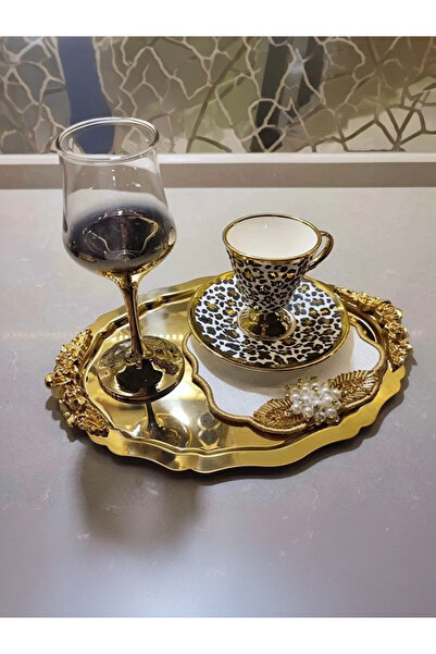 Elzemm store 20*25 CM GOLD OVAL MODEL 1 ADET KULPLU SUNUM TEPSİSİ