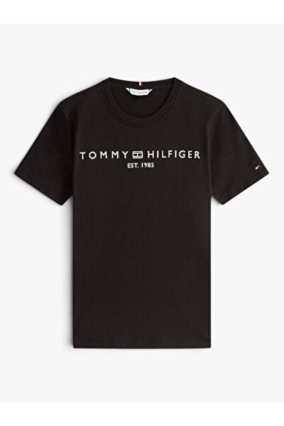 Tommy Hilfiger REG CORP LOGO C-NK SS Kadın Siyah Badi WW0WW40276BDS