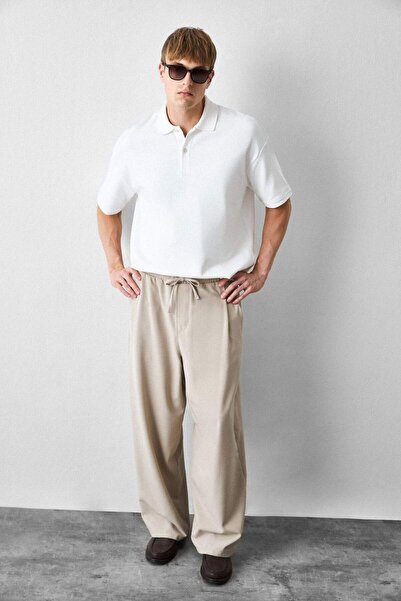 DeFacto Barrel Fit Elastic Waist Beige Trousers F7975Ax26Sp