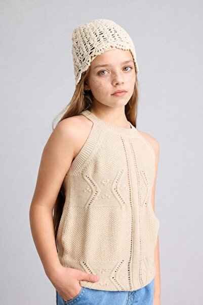DeFacto 100% Cotton Openwork Beige Undershirt for Girls H0708A826Sm