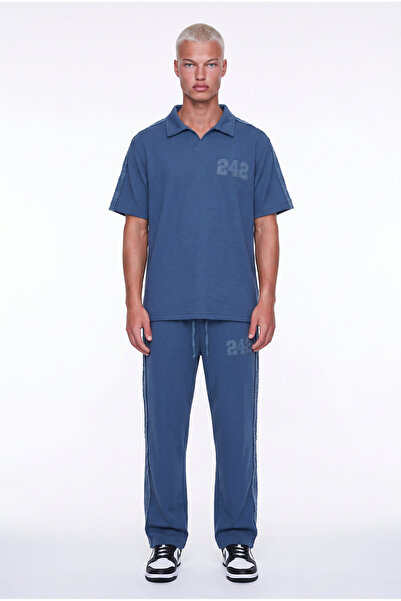 Respire Men's 242 Regular Fit Tracksuit Set with Stripe Detail, Navy Blue