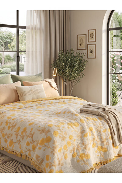 Nilyso Home Cuvertură de pat din muselină, cu 5 straturi, reversibilă, 220x24...