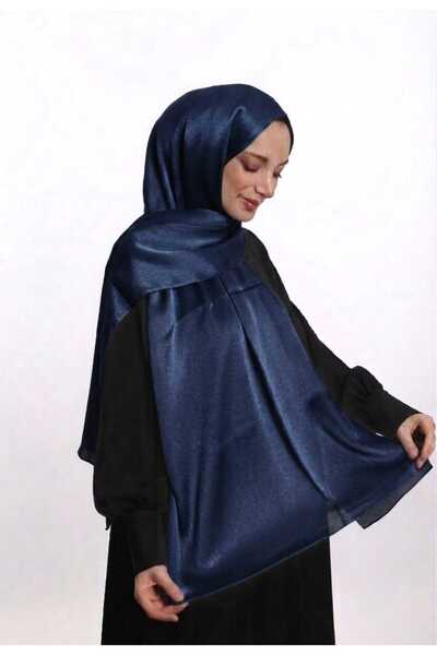 SAMARA SCARF Abiye Janjan Parlak Saten Dokulu Tesettür Abiye Şifon LACİVERT Şal