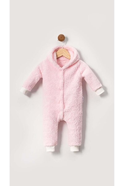 Bubito Kışlık Tatlı Kapşonlu Bebek Peluş Welsoft Tulum-Pembe