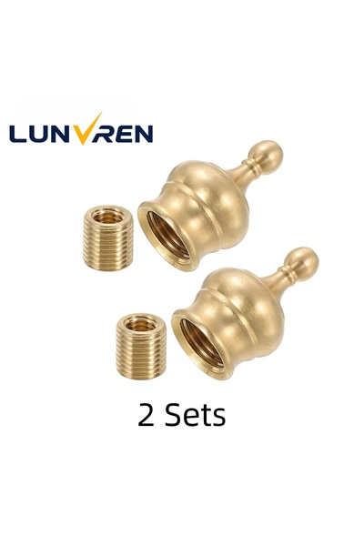 Choice 2 Set Solid Brass Lamp Shade Top Decoration Screw Cap Nuts with Brass ...