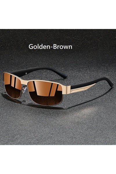 Choice3 نظارات شمسية بإطار معدني مربع من GoldenBrown Fashion Vintage للرجال و...