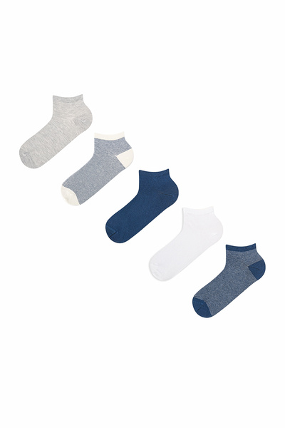 Penti Men's Coastal Blues Striped 5 Pairs Booties Socks