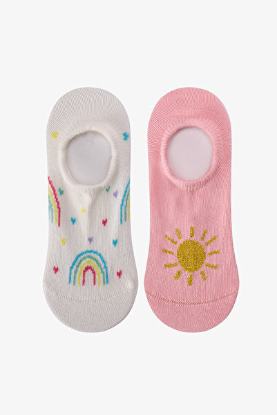 Penti Kız Çocuk Sunny Rainbow Pamuklu Güneş Desenli 2 Çift Sneaker Çorap