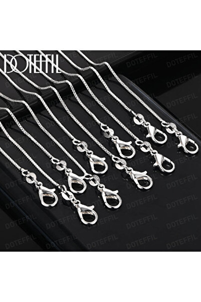 Choice19 55cm 10PCS DOTEFFIL 925 Sterling Silver 1MM Box Chain Necklace 1/5/1...