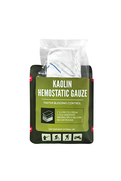 Choice 7.5x 370cm Hemostatic Kaolin Gauze Combat Emergency Trauma Z-Fold Solu...