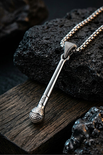 Begondio Retro Microphone Handcrafted Stainless Steel Chain Men's Necklace