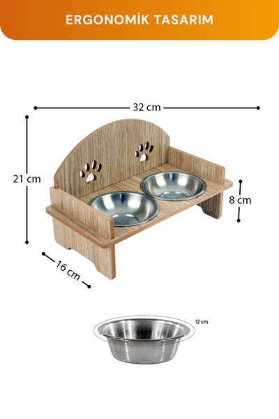 GOBYPET Ahşap Kedi Köpek Mama Su Kabı Standı, Metal Suluk, Kedi Köpek Halısı