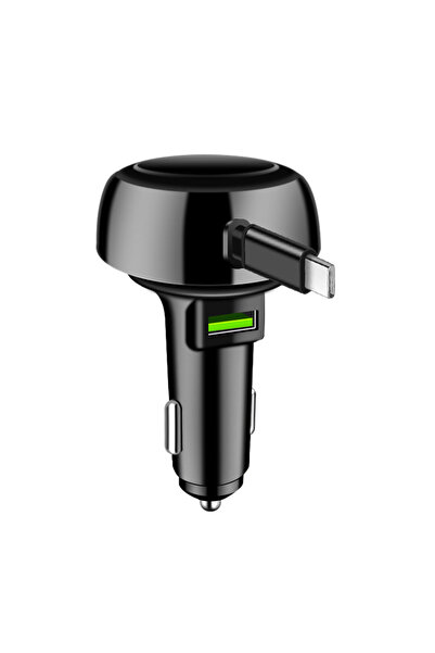 Choice شاحن سيارة USB متعدد الوظائف أسود اللون بقوة 6 أمبير مع كابل Type C قا...