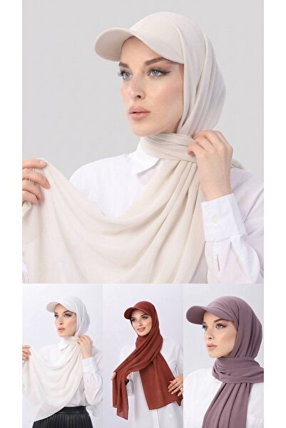 ALDAIYR Ready-Made Shawl Hijab with 4 Hats Sandy