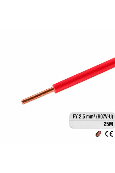 RCB Electro Cablu electric rigid FY 2.5 mm² (H07V-U), Rola 25 m, Culoare Rosu...