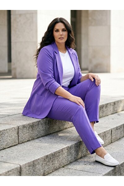 Hanezza Kadın Blazer Ceket | Lila | Büyük Beden | 7 Renk | Takım Elbise Uyumlu