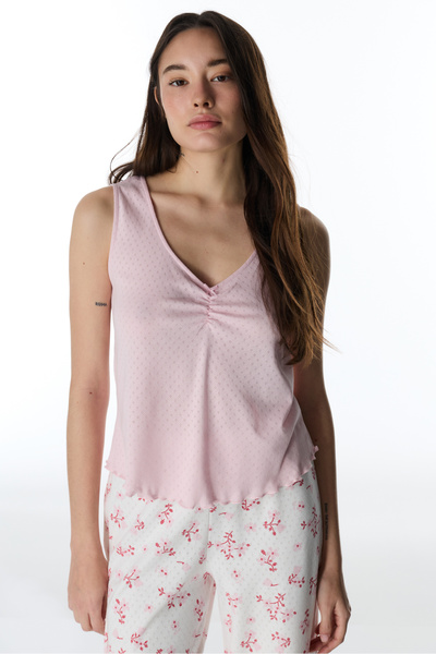 Penti Pembe Blossom Pointel Atlet Pijama Üstü