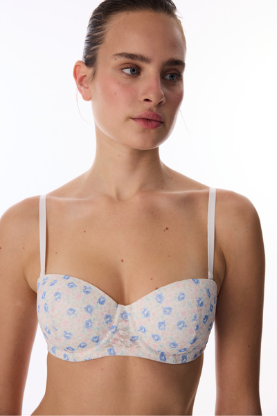 Penti Sutien cu sârmă din dantelă florală Off-White Bloom