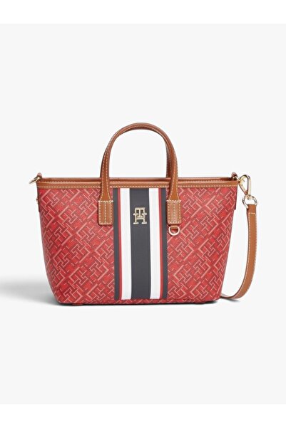 Tommy Hilfiger TH MONOPLAY MINI TOTE STRIPE LE Kadın Kırmızı Çanta - AW0AW18389