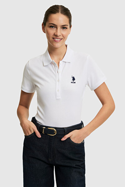 U.S. Polo Assn. Women's White Polo Collar Basic T-Shirt 50321798-Vr013
